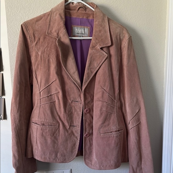 Wilsons Leather MAXIMA Dusty RoseSoft Leather Suede Jacket Size X-Large EUC - Picture 1 of 6